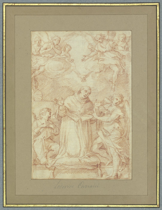 Der Papst und Kirchenvater Gregor der Große von Engeln umgeben from Ludovico Carracci