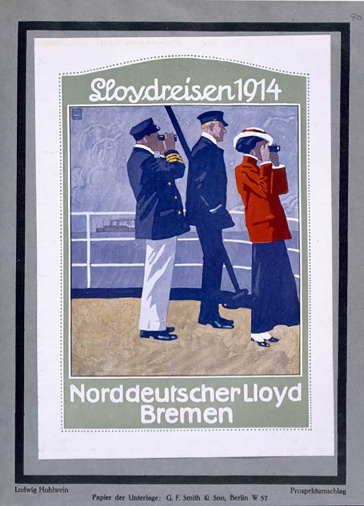 Poster showing Cruise ship deck, 1914 from Ludwig Hohlwein