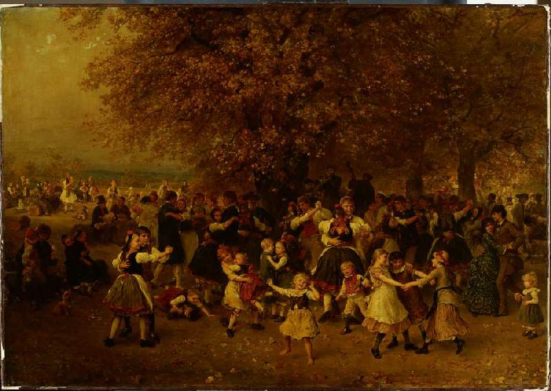 Das Kirchweihfest (Tanz unter den Linden vor einem hessischen Dorf) from Ludwig Knaus