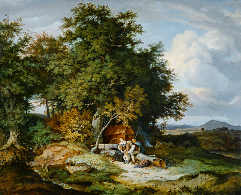 Automn woods with shepherd family from Ludwig Richter