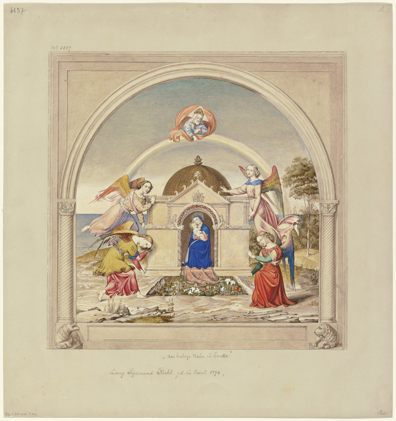 Engel tragen das Haus der Heiligen Familie von Nazareth nach Loreto from Ludwig Sigismund Ruhl