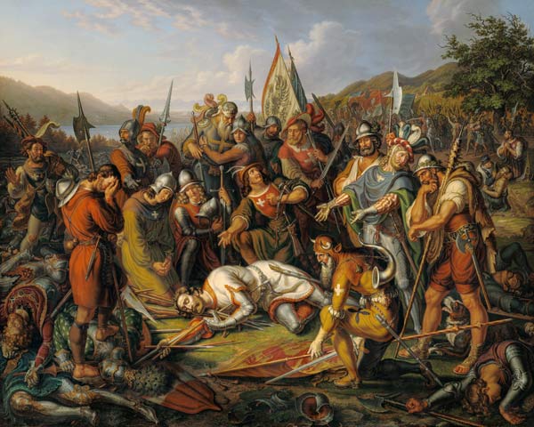 The Swiss at the corpse's angle reeds in the battle at Sempach on 9-7-1386 from Ludwig Vogel