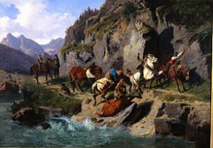 Towing farm hands with horses when towing barges (Inn) from Ludwig von Hartmann
