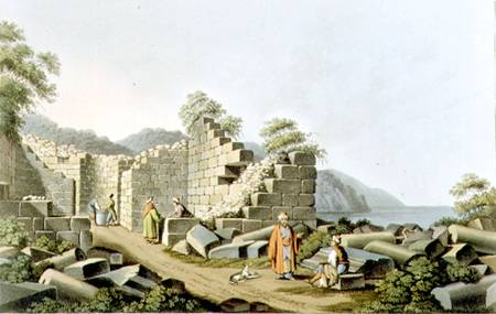 Ruins of an Ancient Temple in Samos, plate 58 from 'Views in the Ottoman Dominions', pub. by R. Bowy from Luigi Mayer
