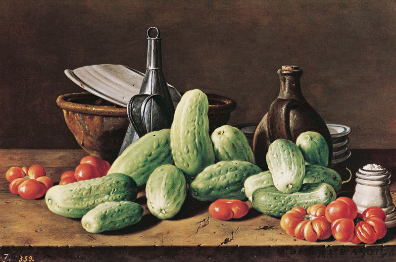 Still Life with Cucumbers and Tomatoes from Luis Melendez