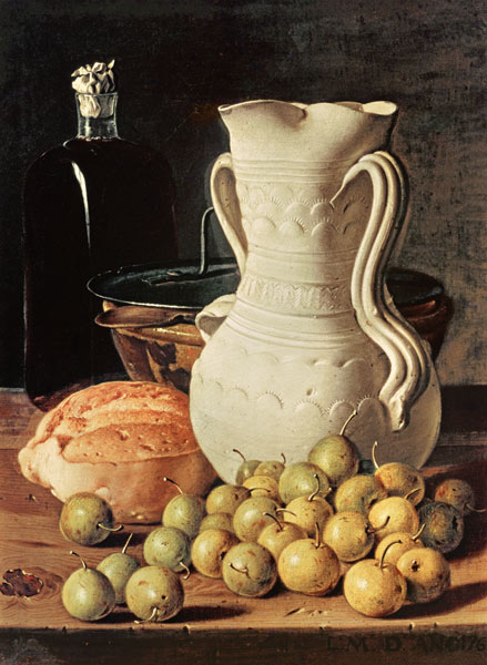 Still Life with bread, greengages and pitcher from Luis Egidio Melendez