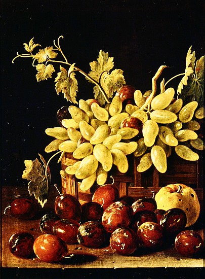 Still life with grapes, apple and plums from Luis Egidio Melendez