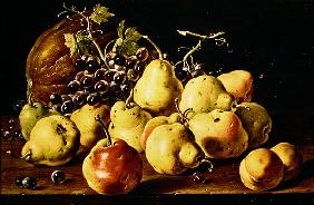 Still Life with quinces, peaches, grapes and pumpkin