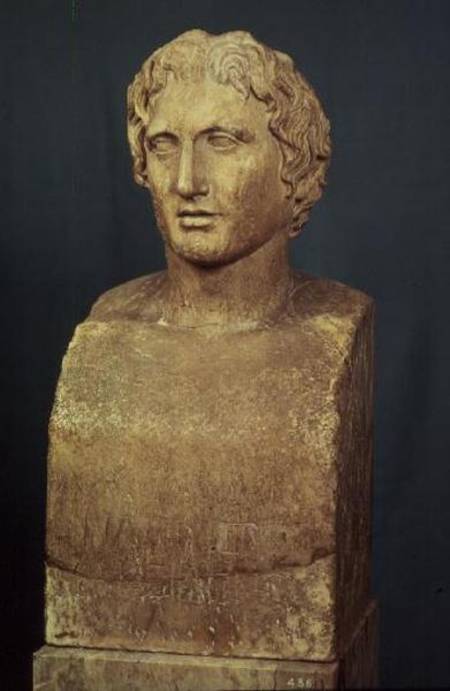 Portrait bust of Alexander the Great (356-323 BC) known as the Azara herm from Lysippos