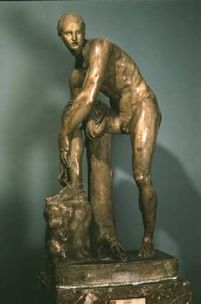 Hermes tying his sandal, Roman copy of a Greek original attributed to Lysippos