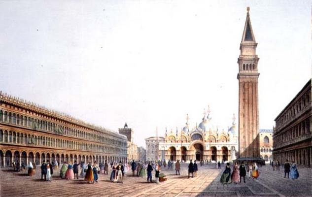 Piazza S. Marco, engraved by Brizeghel (litho) from Marco Moro