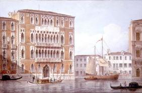The Ca' Foscari, Venice, engraved by Brizeghel (litho)
