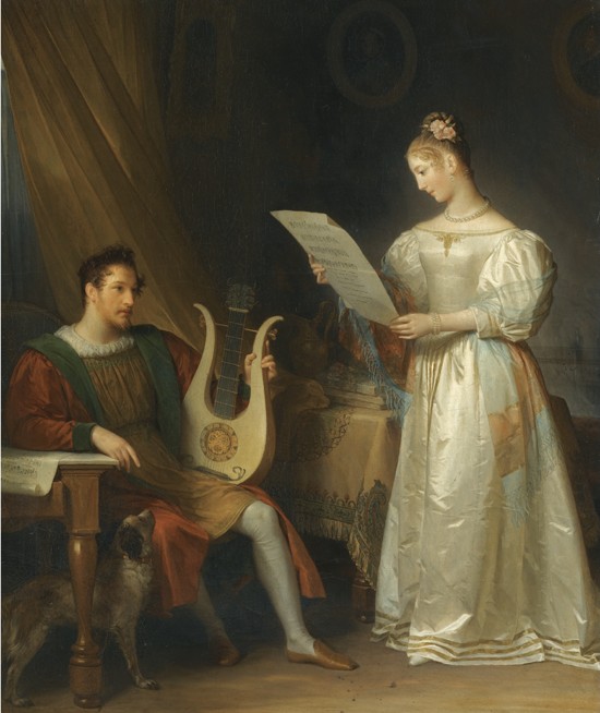 Interior with a Man holding a Lyre and a Woman with a Music Score from Marguerite Gérard