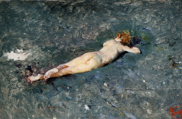 Female act in the water from Mariano Fortuny