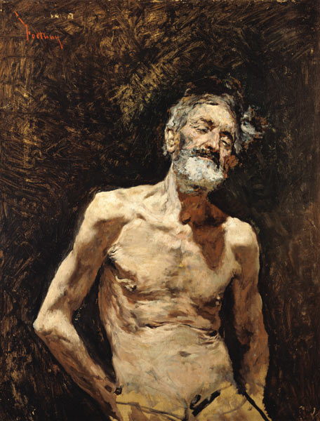 Act study of an old man at the sunbathing. from Mariano Fortuny