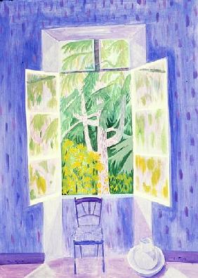 Cedars Through the Window, 1987 (acrylic on paper) 