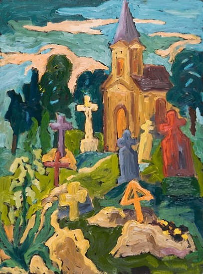 Graveyard and Chapel, 2005 (oil on board)  from Marta  Martonfi-Benke