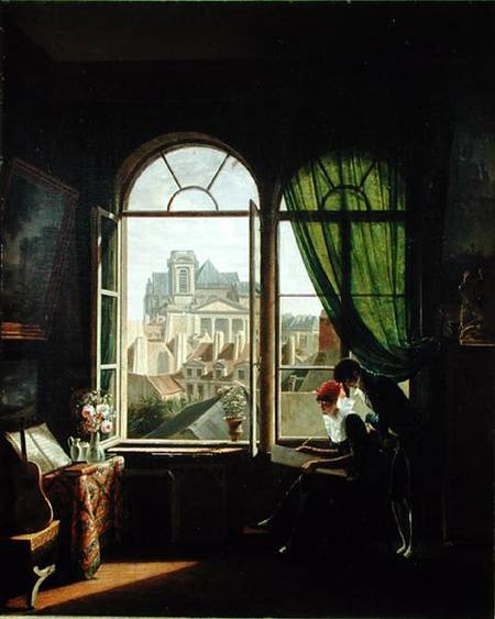 View of Saint-Eustache Church from a House on Rue Platriere or, The Artist's Interior from Martin Drolling