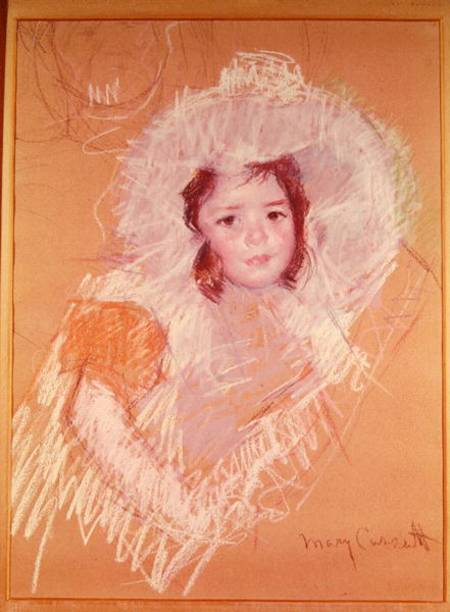 Bust of a Young Girl or Margot Lux with a Large Hat from Mary Cassatt