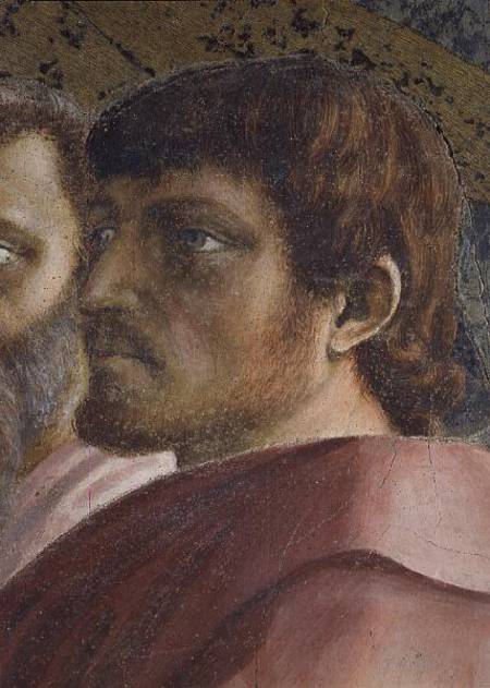 Tribute Money (Head of an Apostle - detail of 31642) c.1427 (fresco) from Masaccio