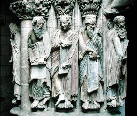 Detail of the Portico de la Gloria with the Old Testament prophets from Master Mateo