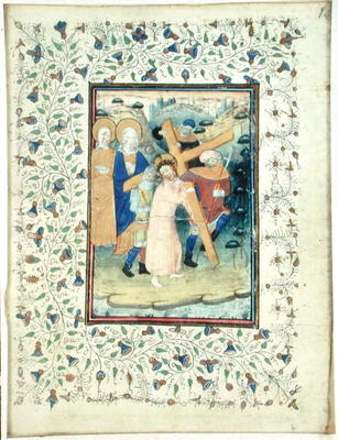 The Carrying of the Cross, from a Book of Hours, Bruges (vellum) from Master of the Embroidered Foliage