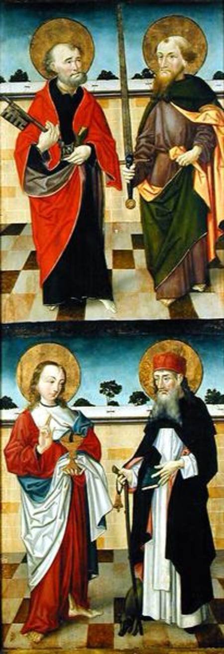 Top: St. Peter Holding a Key and St. Paul Holding a Sword; Bottom: St. John the Evangelist Holding a from Master of the Luneburg Footwashers