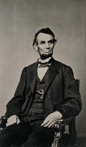 Portrait of Abraham Lincoln (1809-65) (b/w photo) 