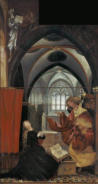 Isenheimer altar middle position, inside: Angel concert and birth Christi. from Mathias (Mathis Gothart) Grünewald