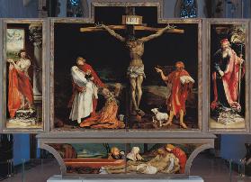 Isenheimer altar first show side, total: The hll. Antonius and Sebastian, crucifixion Christi, buria