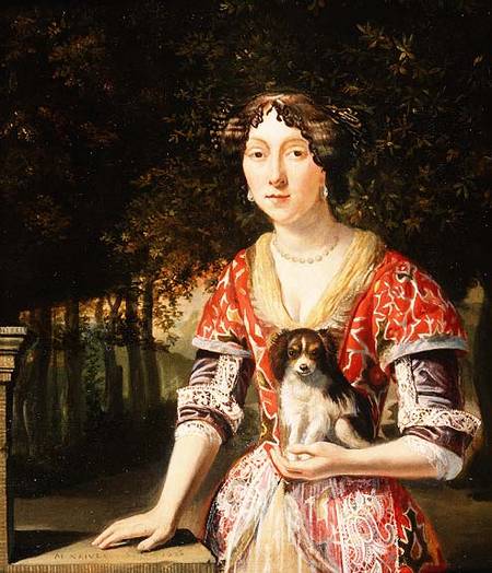 Portrait of a Lady Wearing a Red and White Dress from Matthys Naiveu