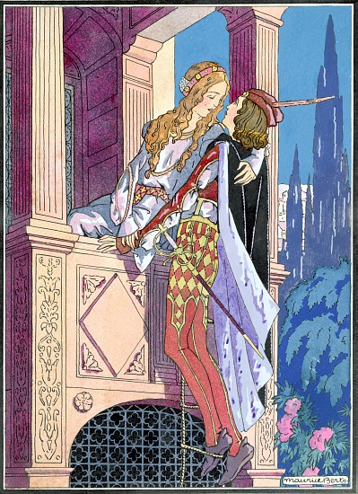 Romeo and Juliet in the balcony scene from Maurice Berty