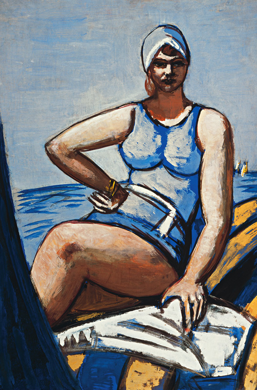 Quappi in blue in a boat (Quappi in Blau im Boot). 1926/1950 from Max Beckmann