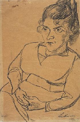 Portrait of Fridel Battenberg, half-length, seated. 1920