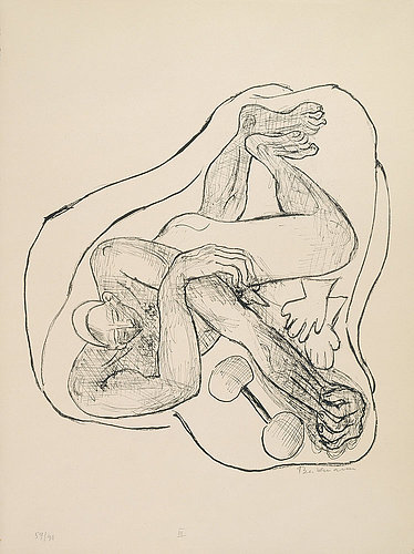 Day and Dream, Plate III - Sleeping Athlete (Schlafender Athlet). from Max Beckmann