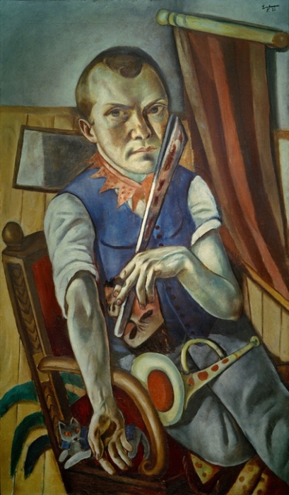 Self-portrait with bunk and trumpet (self-portrait as a clown) from Max Beckmann