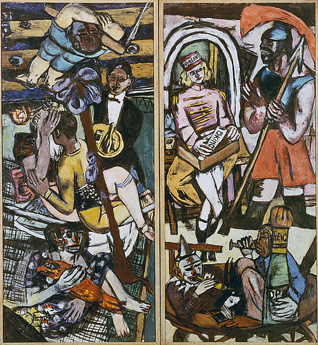 Triptych (left and right panel): The acrobats. 1939 (see also image number 15783) from Max Beckmann