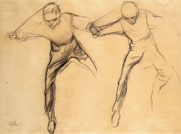 Two male figures (pencil on paper) from Max Liebermann