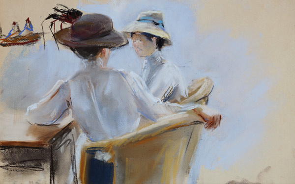 Two Ladies by the Water (pastel on paper) from Max Liebermann