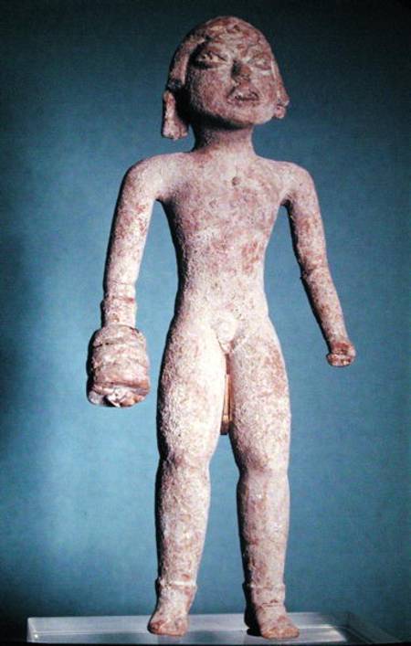Figurine of a tlachtli player with a gauntlet on his right hand, from Mexico, Pre-Classic Period from Mayan