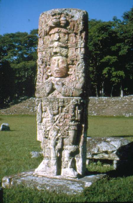 Stele of King in Grand Plaza from Mayan