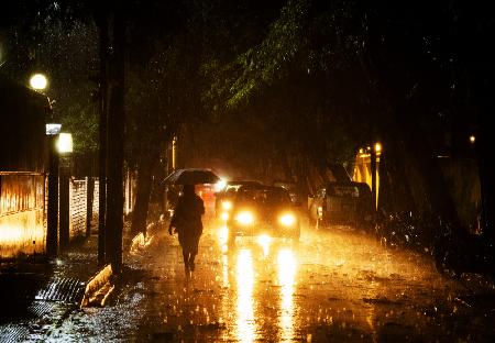The night rain in Dhaka city.