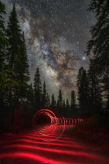 Red Tunnel to the Milky Way