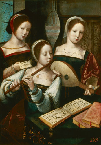 Women playing instruments from Master of the Female Half Figures