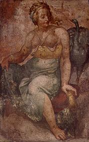 June with the peacock. Fresco fragment.
