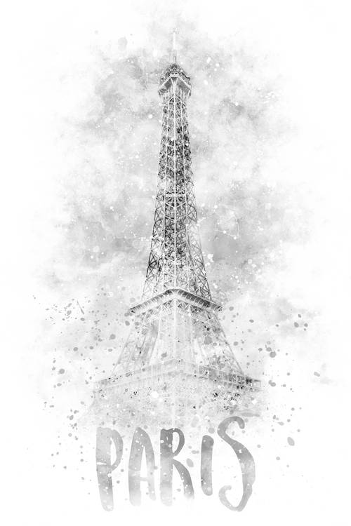 Monochrome Art Eiffel Tower | watercolor from Melanie Viola