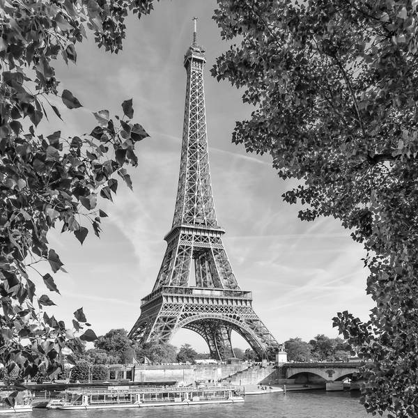 PARIS Eiffel Tower & River Seine | Monochrome from Melanie Viola