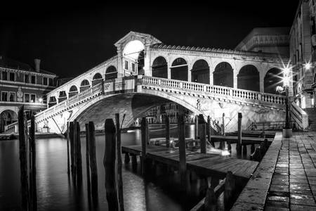 Rialto Bridge in Venice at Night