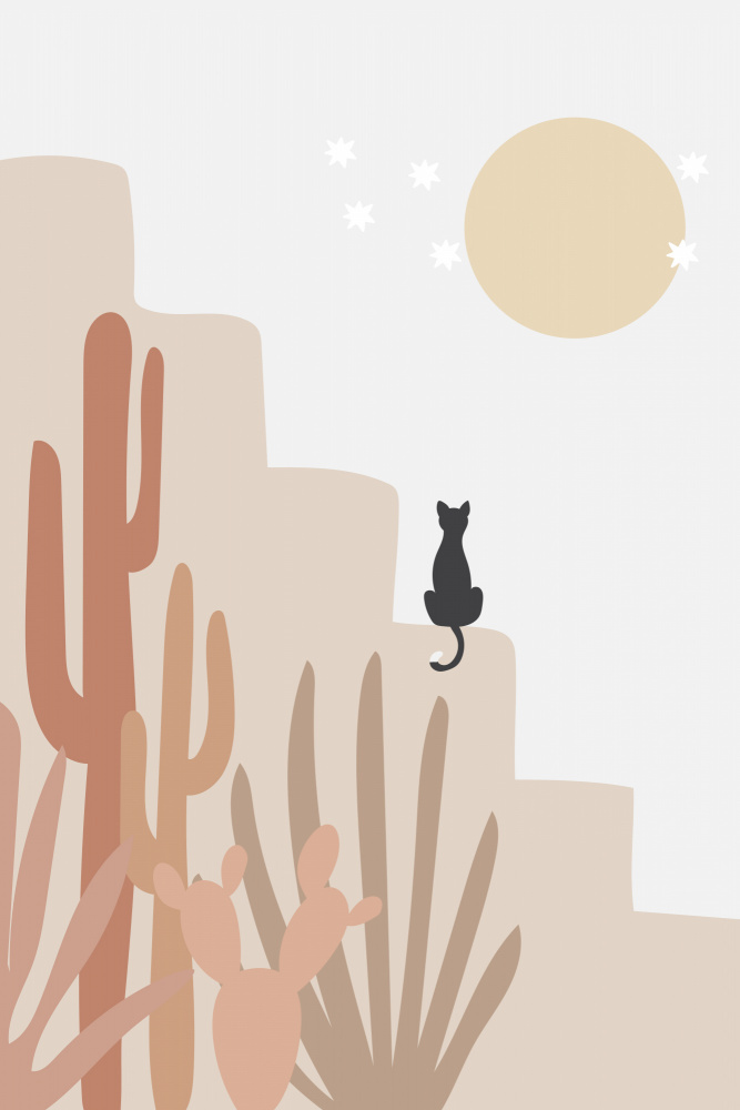 Cat with Cactus from Melloi Art Prints