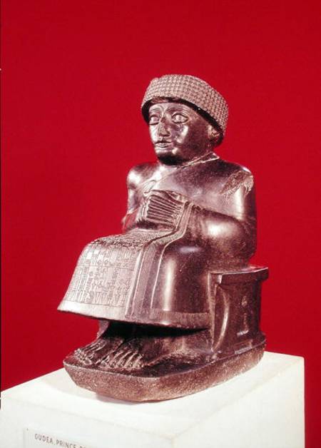 Gudea, Prince of Lagash, statue dedicated to Ningizzada, Neo-Sumerian, from Telloh, ancient Girsu from Mesopotamian